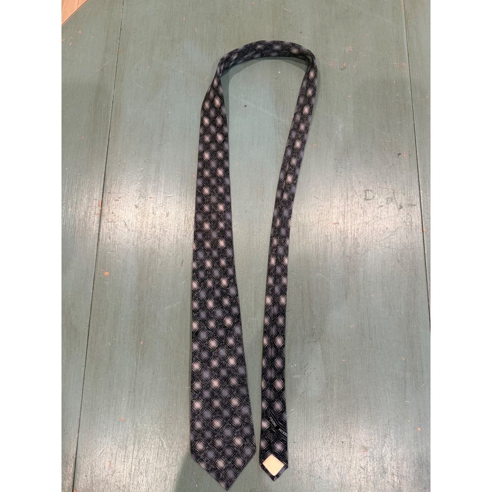 Missoni Cravatte Mens Silk Tie Black Grey Geometric Diamond Plaid Made‎ in Italy